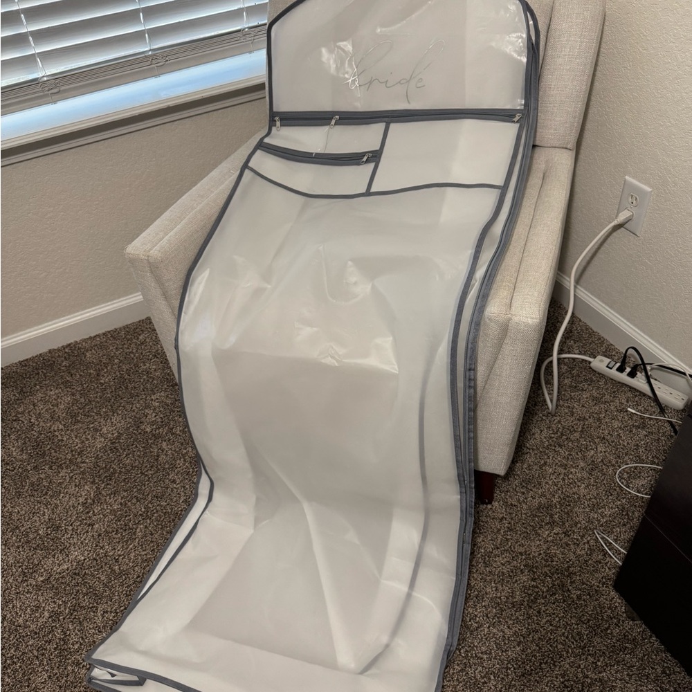 David's Bridal White and Gray Travel Garment Bag - Picture 3 of 7
